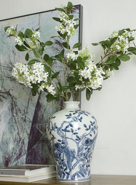 青花瓷中式陶瓷花瓶家居客厅玄关装饰品瓷瓶古典中古插花摆件