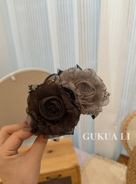 GUKUALI新中式干枯玫瑰鲨鱼夹
