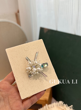 GUKUALI珍珠花朵刘海夹超仙