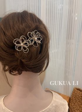 GUKUALI手工珍珠花朵发夹