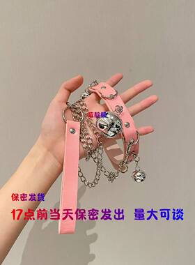 爱心项圈女颈带链子choker铃铛牵引绳黑色颈圈颈环项链脖圈高级感
