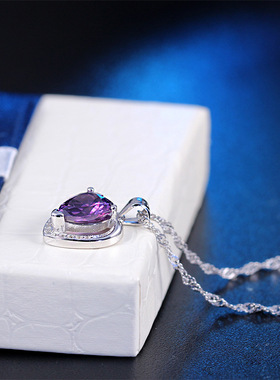 项链女韩版水晶爱心形吊坠