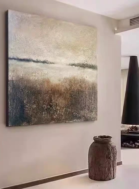 MUMO.方形手绘油画末岛侘寂风大幅客厅肌理画餐厅现代玄关艺术画