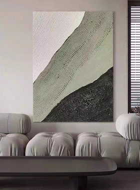 MUMO.手绘油画玄关别墅落地挂画客厅极简日式立体抽象肌理装饰画