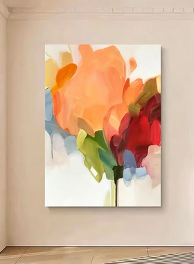 MUMO.手绘油画璀璨繁花抽象艺术客厅大幅挂画轻奢民宿会所壁画