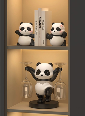 熊猫红酒架摆件酒柜组合