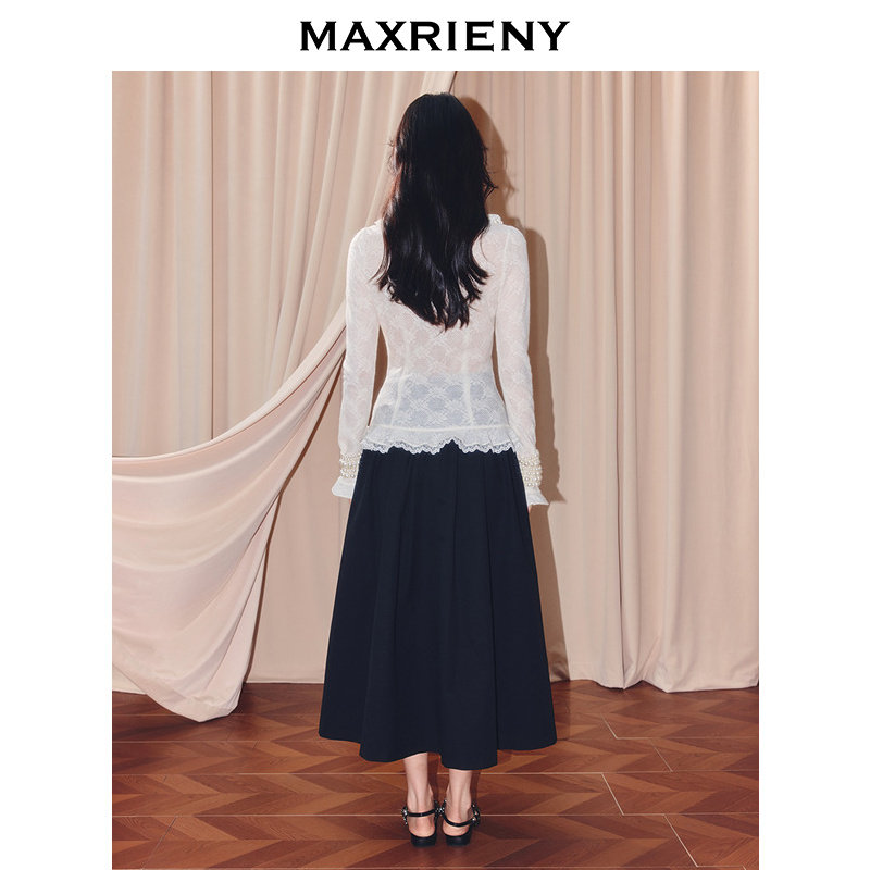 MAXRIENY法式复古羊毛针织衬衫25秋款蕾丝花边x型收腰上衣女,淘宝优惠券,粉丝福利购,淘宝优惠卷