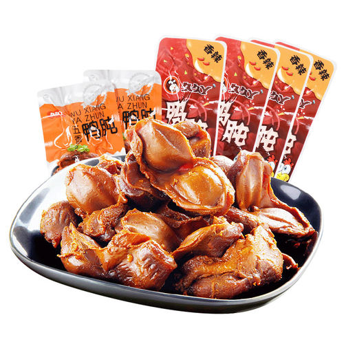 久久丫鸭肫500g香辣鸭肫肝卤味鸭胗熟食小包装小吃休闲零食品 - 图0