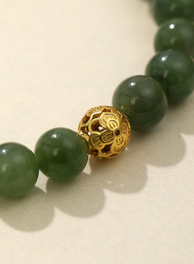 【禧物社】守护系列-银时代和田玉白玉髓福牌手链