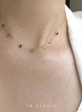 14k'包金彩色锆石项链