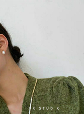 天然巴洛克水滴珍珠耳夹耳环女