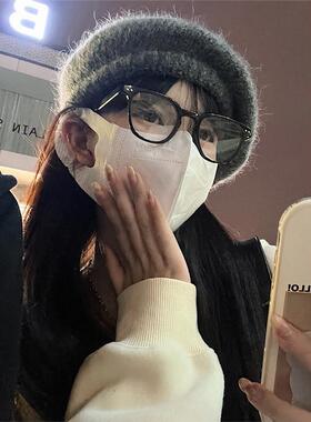 马海毛针织贝雷帽子女秋