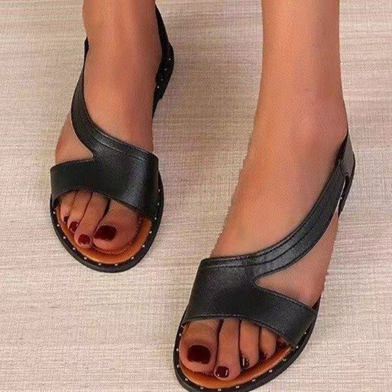 2024新款欧美罗马风外贸大码鱼嘴一字型平底凉鞋露趾女鞋百搭简约,淘宝优惠券,粉丝福利购,淘宝优惠卷