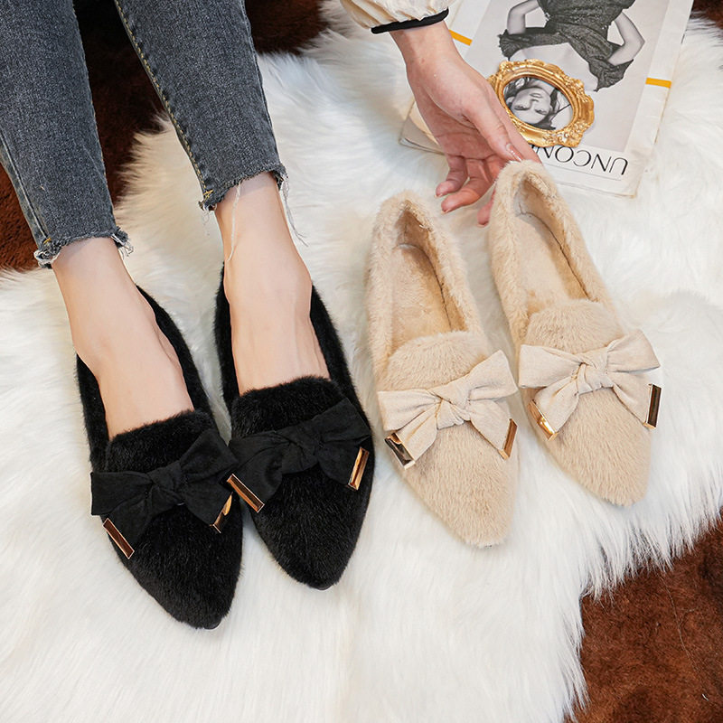 仙女毛毛鞋女外穿平底尖头水貂毛加绒豆豆鞋棉瓢鞋大码女鞋,淘宝优惠券,粉丝福利购,淘宝优惠卷