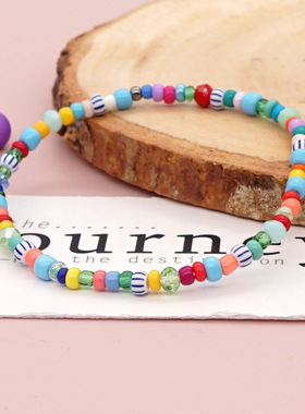 ins创意民族风混色米珠弹力手链 简约个性彩色手链学生闺蜜小礼物