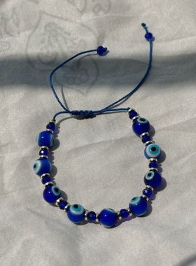 MLGM小众珍珠琉璃恶魔之眼手链轻奢小众蓝色系手串简约高级感饰品