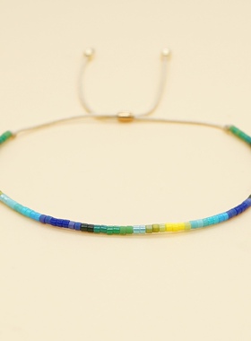 波西米亚风进口日本御幸珠手工串珠小手串个性可调节春夏款小手链