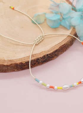 22春夏新品彩虹miyuki米珠仿珍珠串珠手串可调节个性叠戴小手链女