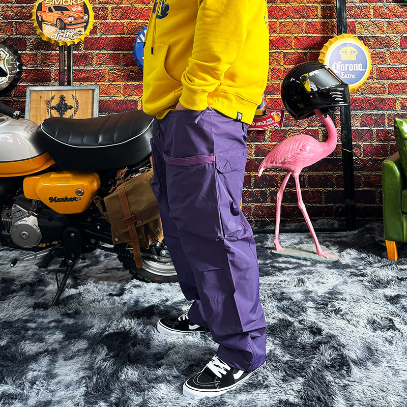 核爆炸美式街头嘻哈多袋男女潮牌紫色宽松直筒机能户外休闲长裤子,淘宝优惠券,粉丝福利购,淘宝优惠卷