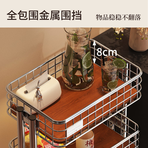 客厅夹缝收纳窄柜零食置物架可移动沙发边几茶几小桌子推车储物架 - 图1