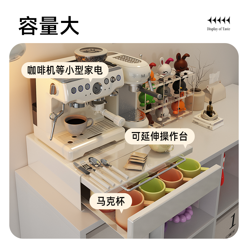 厨房多功能置物架微波炉置物架可抽拉台面置物架家居厨房储物柜 - 图1