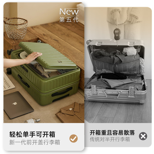 登机行李箱女20寸多功能前侧开盖密码皮箱拉杆箱男旅行箱2025新款 - 图1