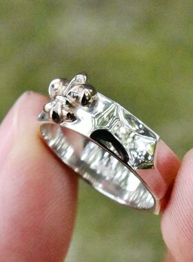 进口男女款925纯银锚花朋克戒指