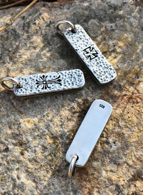 进口中性款925纯银陨石面长吊坠