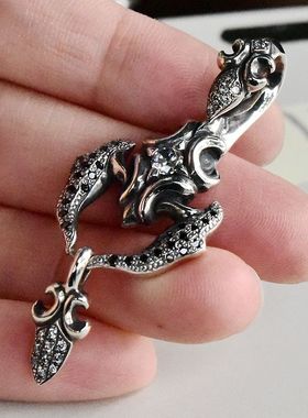 进口男女款925纯银镶钻蝎子吊坠