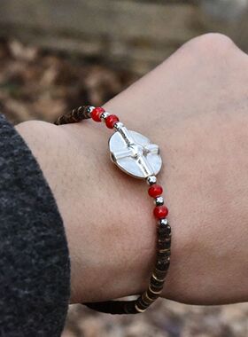 清迈手工925纯银椰壳民族风手链