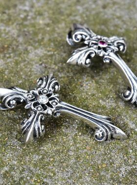 进口男士925纯银镶钻十字架吊坠