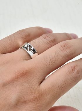 进口女士925纯银幸运草简约戒指