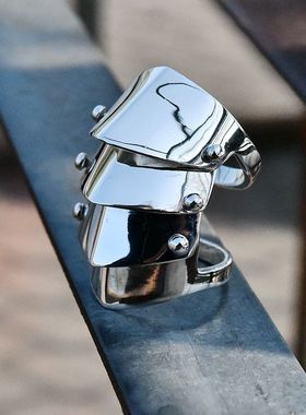 进口男女款925纯银哥特盔甲指套