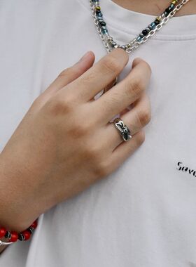 进口男女款925纯银朋克骷髅戒指