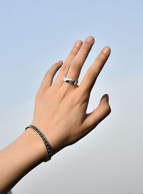 长条纯银朋克风戒指