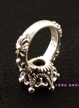 泰国进口五爪皇冠黑钻泰银戒指