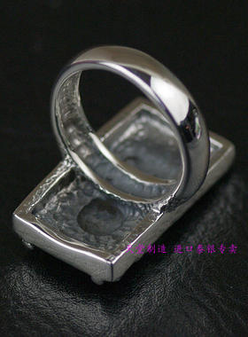 泰国纯银骷髅方牌戒指