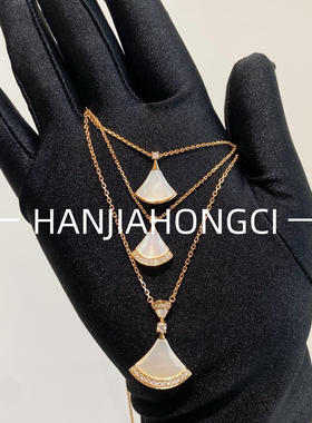 HANJIAHONGCI银镀18K玫瑰金小裙子项链 女小众高级气质百搭锁骨链