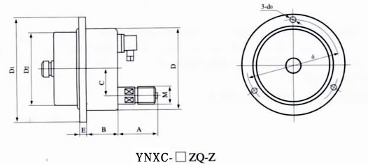 YNXC-100磁助式耐震/抗震电接点压力表  径向安装 螺纹20*1.5 - 图0