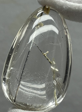 天然水晶包裹碧玺意境人字形毛衣链吊坠项链百塔流行饰品一物一图