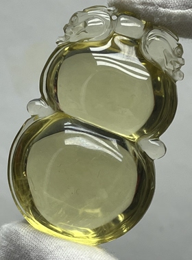 天然黄水晶如意兽葫芦吊坠有福有禄聚宝盆 做工精致 流行百搭饰品