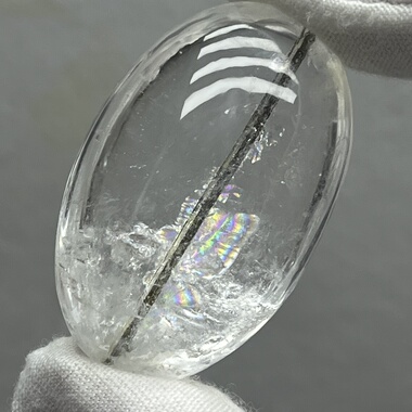 天然东海水晶包裹彩虹碧玺吊坠意境一线天饰品挂件把玩男女款时尚