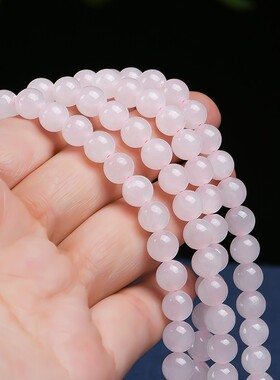 和田玉藕粉圆珠玉项链挂绳礼物