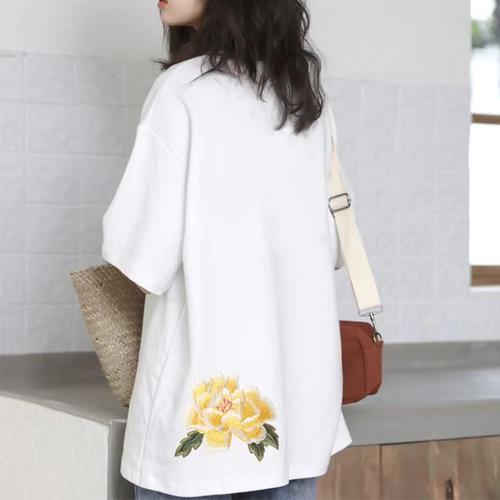 精致牡丹花刺绣布贴衣服鞋帽扇子包包装饰背胶熨烫补丁破洞修复贴 - 图0