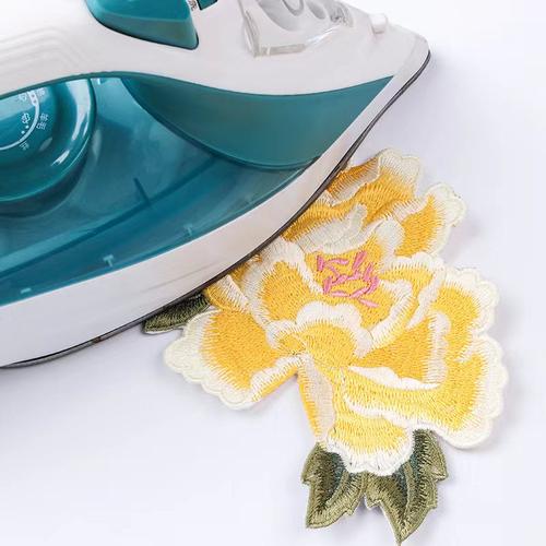 精致牡丹花刺绣布贴衣服鞋帽扇子包包装饰背胶熨烫补丁破洞修复贴 - 图2