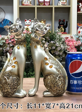 欧式复古做旧风格小猫咪树脂摆件