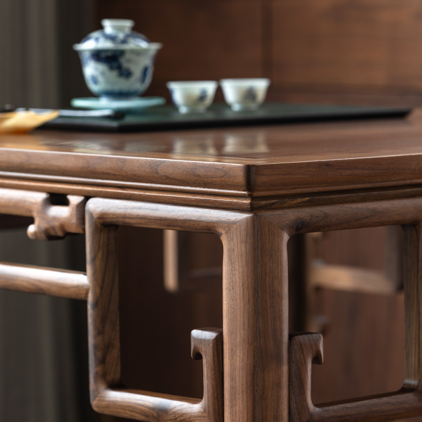 贞木器屿明清八仙桌徽派32象鼻勾八仙桌茶空间方桌黑胡桃木供桌,淘宝优惠券,粉丝福利购,淘宝优惠卷