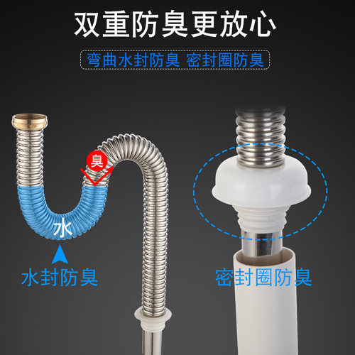 厨房水槽下水器洗菜盆单槽下水管不锈钢排水管防老鼠咬水槽池配件 - 图1