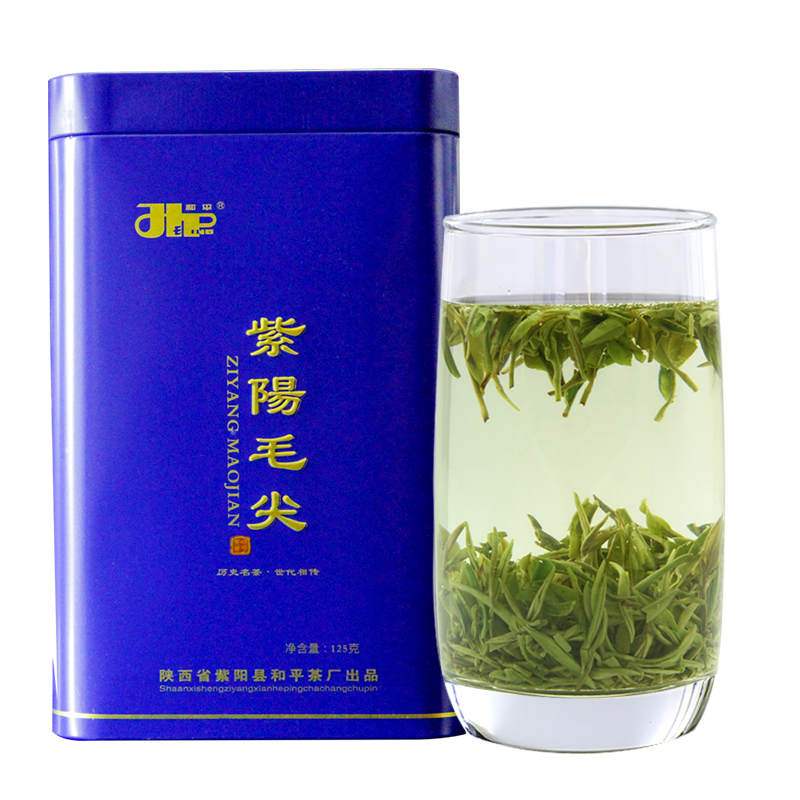 和平茶业紫阳富硒茶产区陕西特产新茶罐装组合毛尖125g+红茶125g - 图1