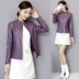 Mùa thu 2019 mới Hained chống mùa nhỏ da nữ ngắn thon gọn tự tu dưỡng áo khoác da cừu blazer da - Quần áo da